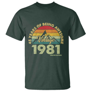 45th Birthday T Shirt Vintage 1981 Limited Edition 45 Year Old Gift