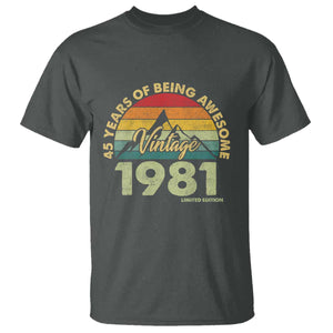45th Birthday T Shirt Vintage 1981 Limited Edition 45 Year Old Gift