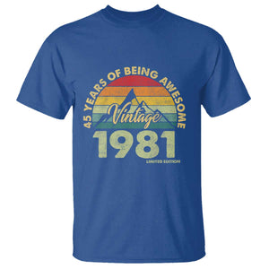 45th Birthday T Shirt Vintage 1981 Limited Edition 45 Year Old Gift