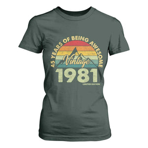 45th Birthday T Shirt For Women Vintage 1981 Limited Edition 45 Year Old Gift