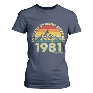 45th Birthday T Shirt For Women Vintage 1981 Limited Edition 45 Year Old Gift