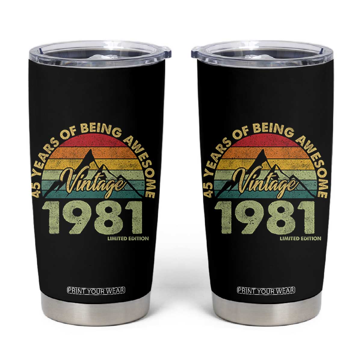 45th Birthday Tumbler Cup Vintage 1981 Limited Edition 45 Year Old Gift