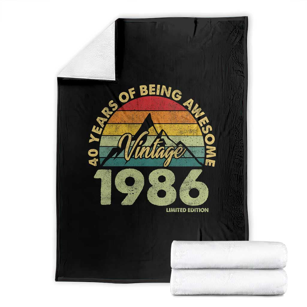 40th Birthday Throw Blanket Vintage 1986 Limited Edition 40 Year Old Gift