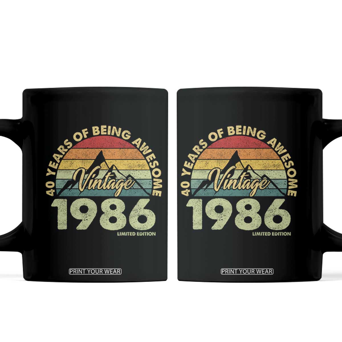 40th Birthday Coffee Mug Vintage 1986 Limited Edition 40 Year Old Gift TS10 Black Print Your Wear