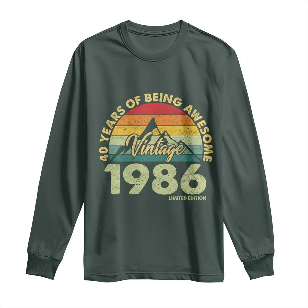 40th Birthday Long Sleeve Shirt Vintage 1986 Limited Edition 40 Year Old Gift