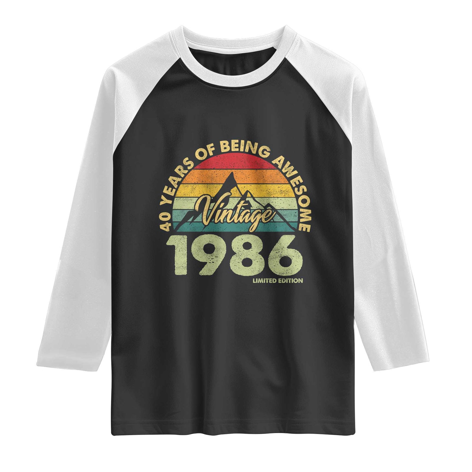40th Birthday Raglan Shirt Vintage 1986 Limited Edition 40 Year Old Gift TS10 Black White Print Your Wear