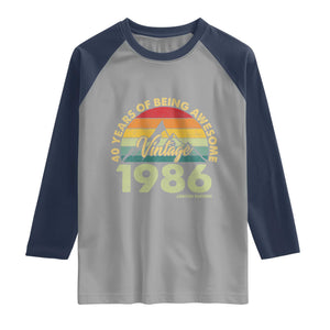 40th Birthday Raglan Shirt Vintage 1986 Limited Edition 40 Year Old Gift