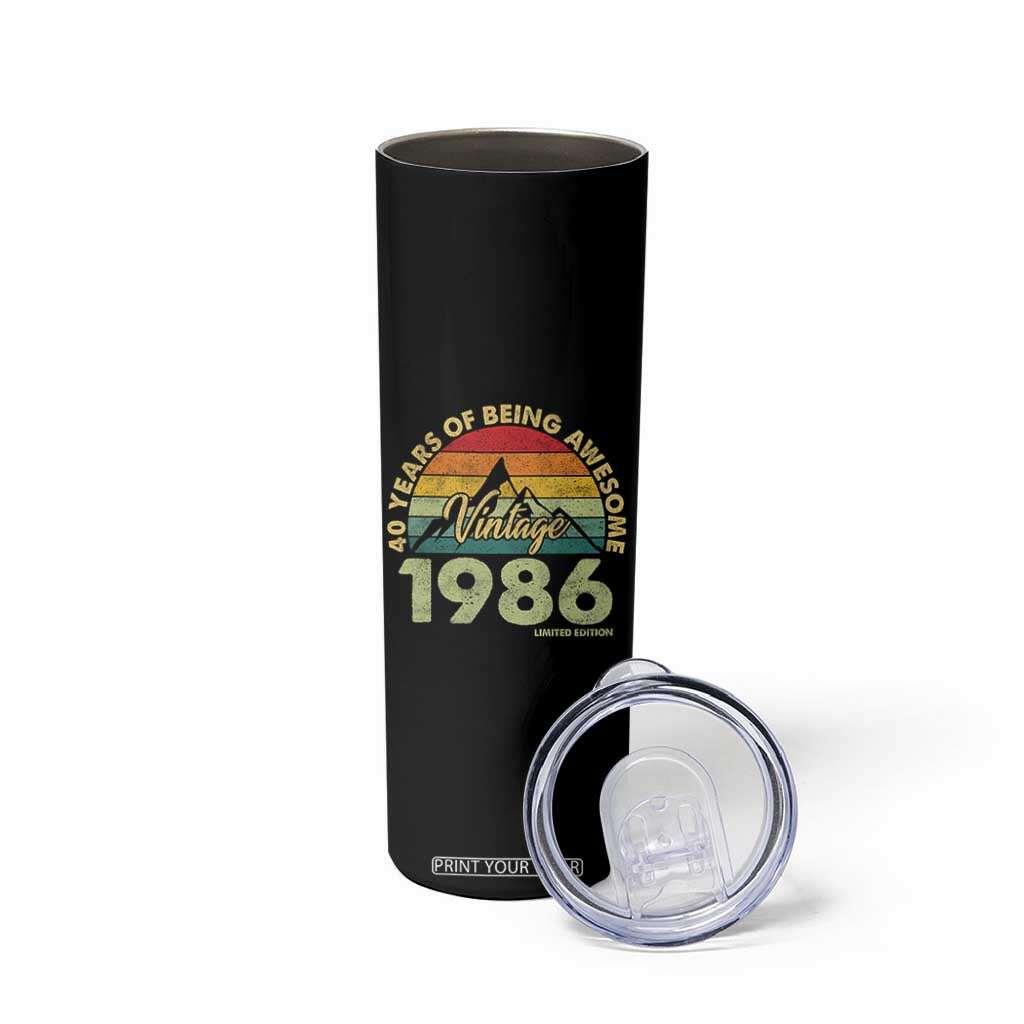 40th Birthday Skinny Tumbler Vintage 1986 Limited Edition 40 Year Old Gift