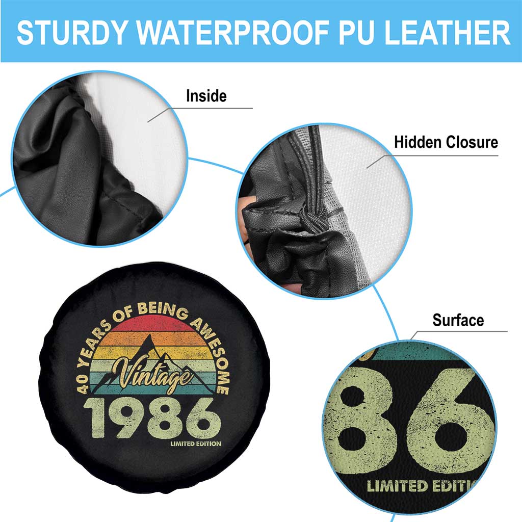 40th Birthday Spare Tire Cover Vintage 1986 Limited Edition 40 Year Old Gift