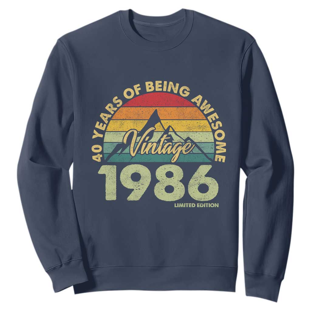 40th Birthday Sweatshirt Vintage 1986 Limited Edition 40 Year Old Gift