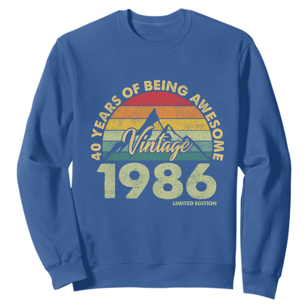 40th Birthday Sweatshirt Vintage 1986 Limited Edition 40 Year Old Gift