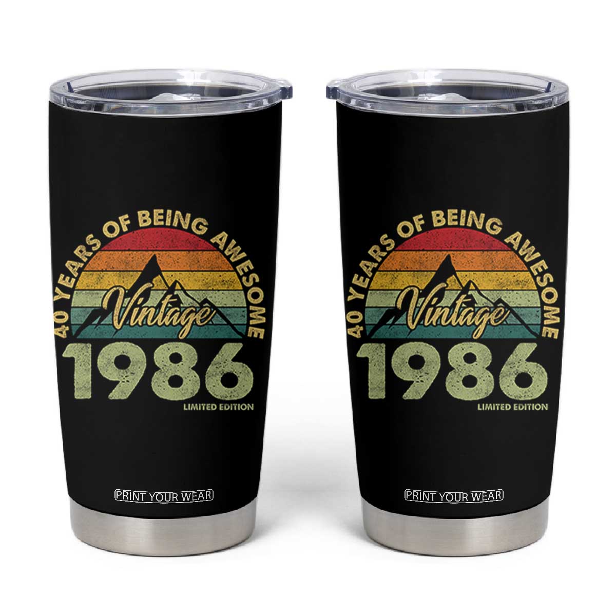 40th Birthday Tumbler Cup Vintage 1986 Limited Edition 40 Year Old Gift TS10 Black Print Your Wear