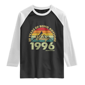 30th Birthday Raglan Shirt Vintage 1996 Limited Edition 30 Year Old Gift