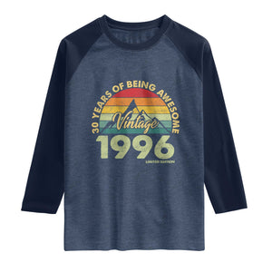 30th Birthday Raglan Shirt Vintage 1996 Limited Edition 30 Year Old Gift