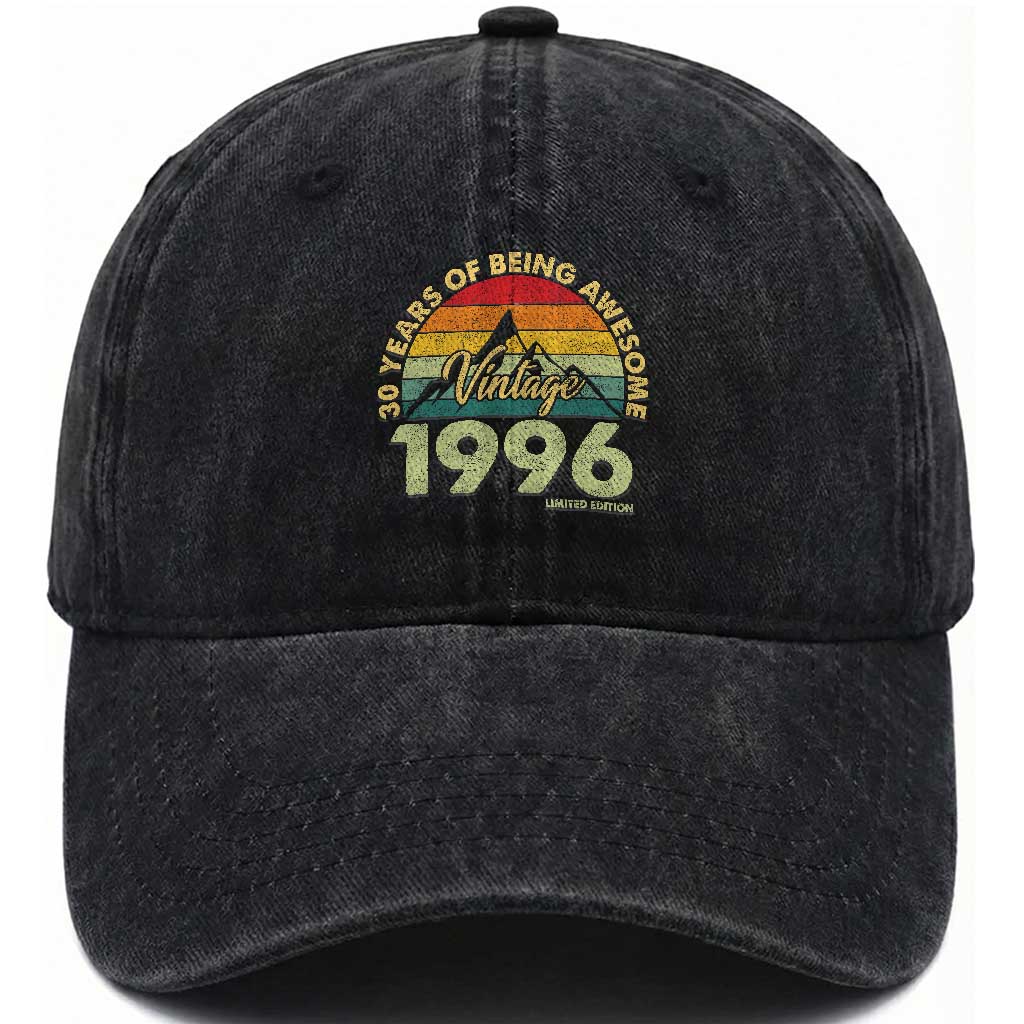 30th Birthday Washed Cotton Baseball Cap Vintage 1996 Limited Edition 30 Year Old Gift
