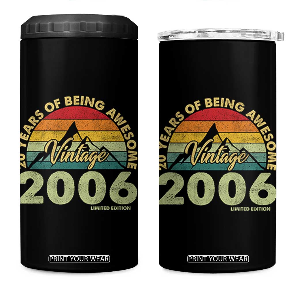 20th Birthday 4 in 1 Can Cooler Tumbler Vintage 2006 Limited Edition 20 Year Old Gift