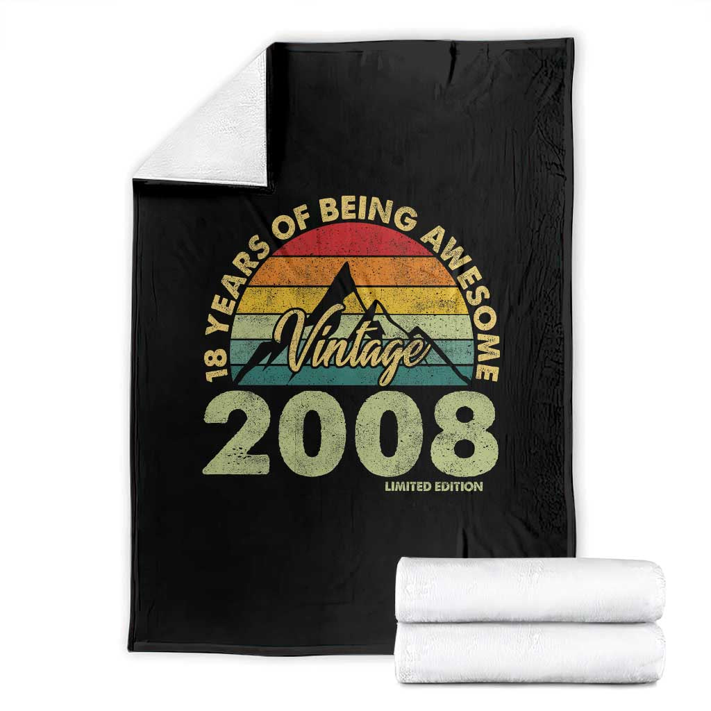 18th Birthday Throw Blanket Vintage 2008 Limited Edition 18 Year Old Gift TS10 Black Print Your Wear