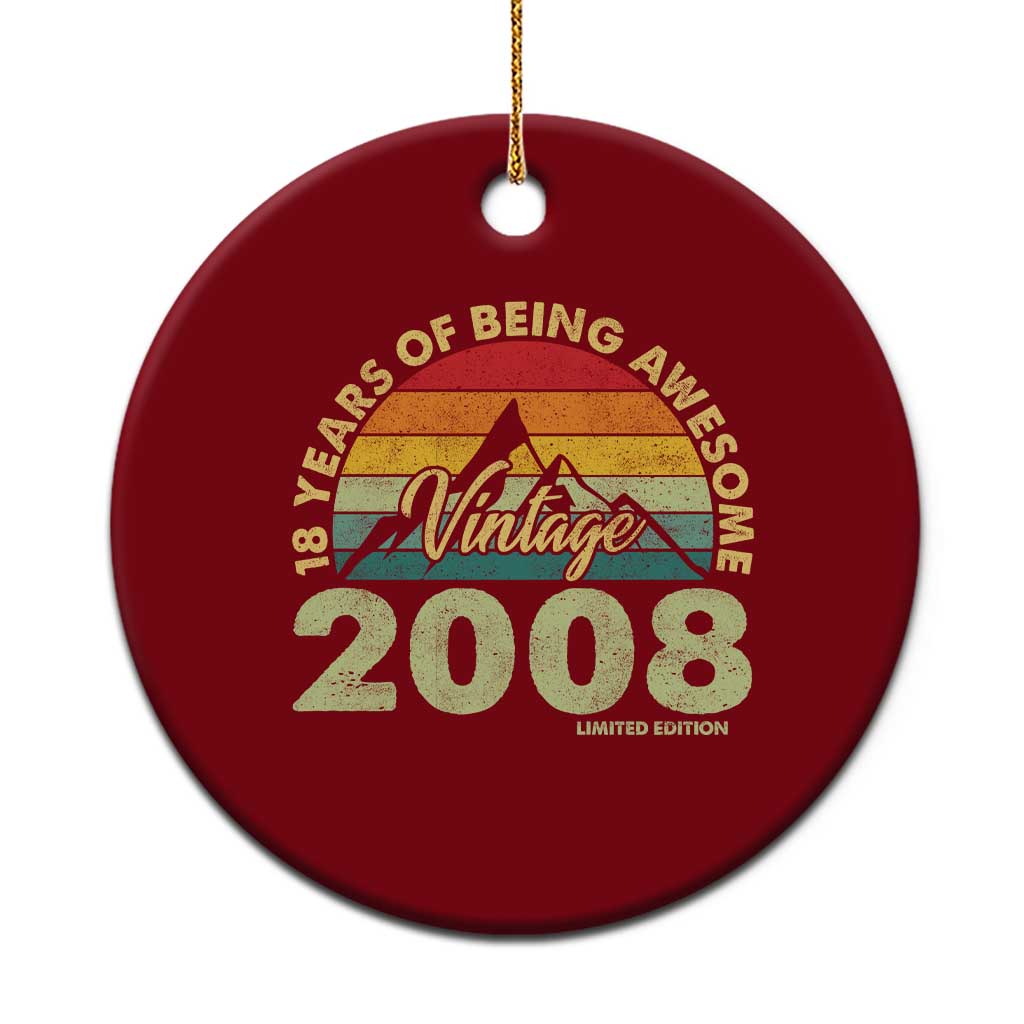 18th Birthday Ceramic Ornament Vintage 2008 Limited Edition 18 Year Old Gift TS10 1pc Red Print Your Wear