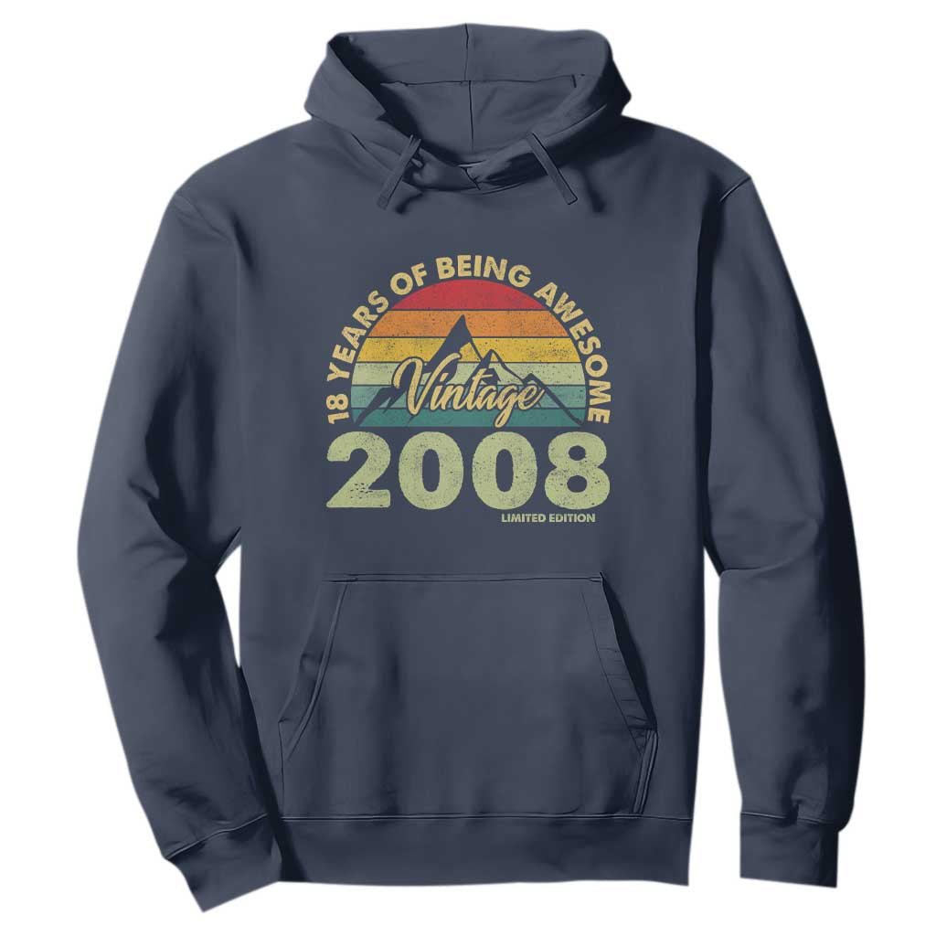 18th Birthday Hoodie Vintage 2008 Limited Edition 18 Year Old Gift