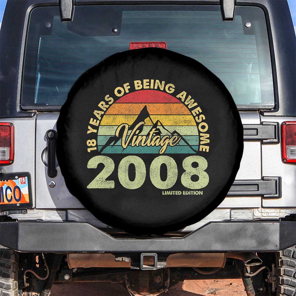 18th Birthday Spare Tire Cover Vintage 2008 Limited Edition 18 Year Old Gift TS10 No hole Black Print Your Wear