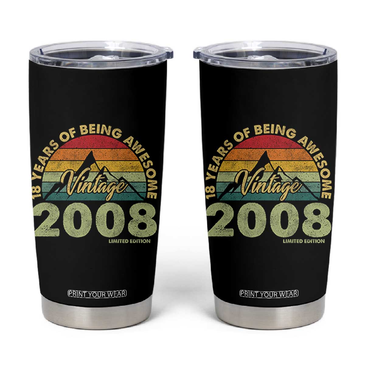 18th Birthday Tumbler Cup Vintage 2008 Limited Edition 18 Year Old Gift