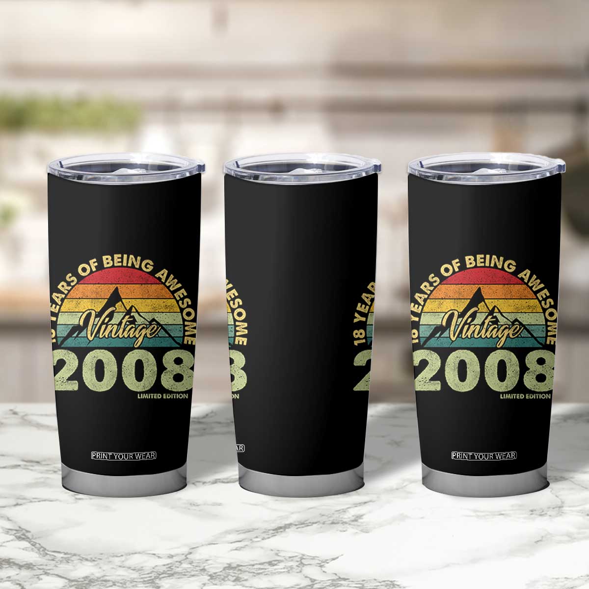 18th Birthday Tumbler Cup Vintage 2008 Limited Edition 18 Year Old Gift