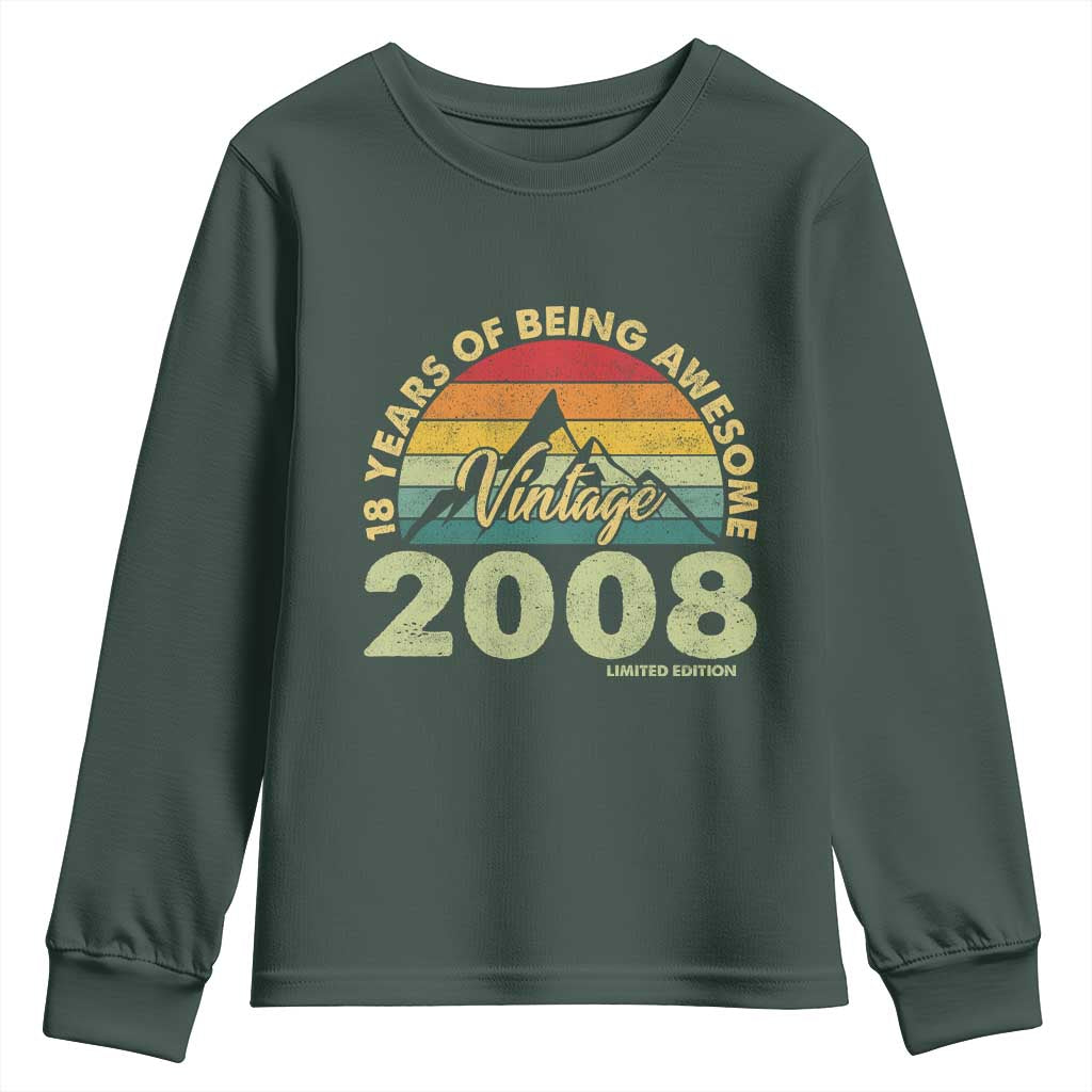 18th Birthday Youth Sweatshirt Vintage 2008 Limited Edition 18 Year Old Gift