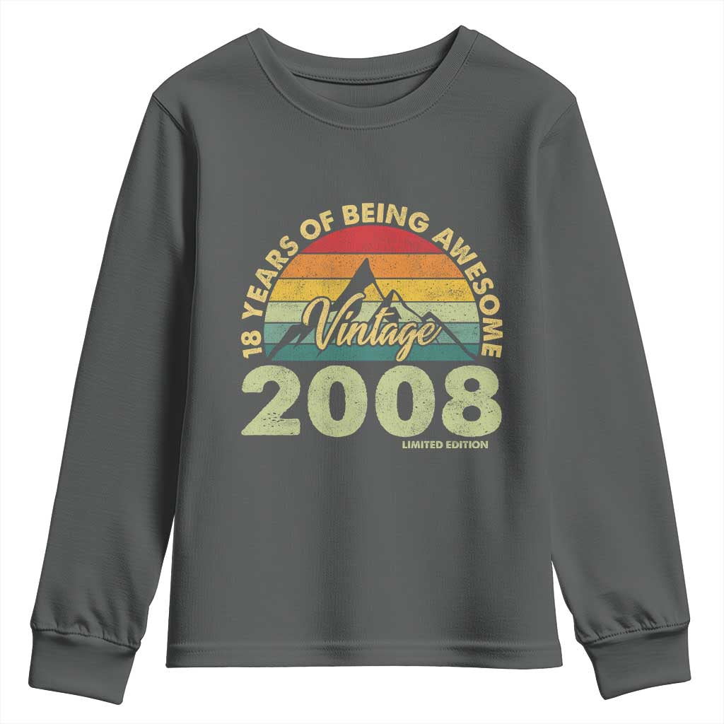 18th Birthday Youth Sweatshirt Vintage 2008 Limited Edition 18 Year Old Gift