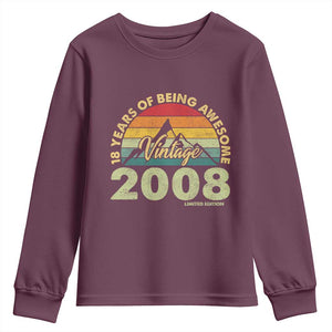 18th Birthday Youth Sweatshirt Vintage 2008 Limited Edition 18 Year Old Gift
