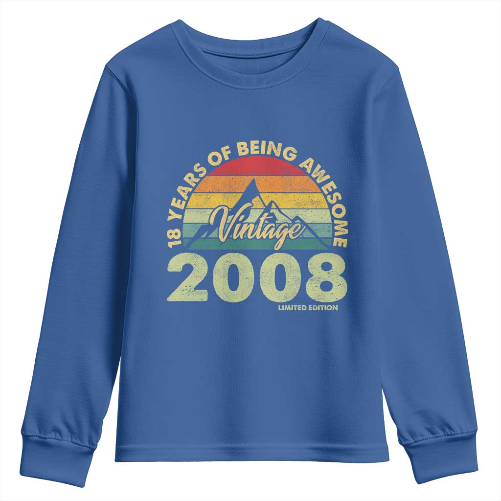 18th Birthday Youth Sweatshirt Vintage 2008 Limited Edition 18 Year Old Gift