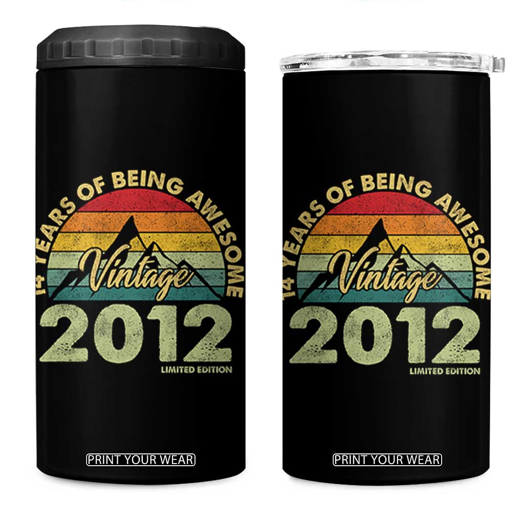 14th Birthday 4 in 1 Can Cooler Tumbler Vintage 2012 Limited Edition 14 Year Old Gift TS10 One Size: 16 oz Black Print Your Wear