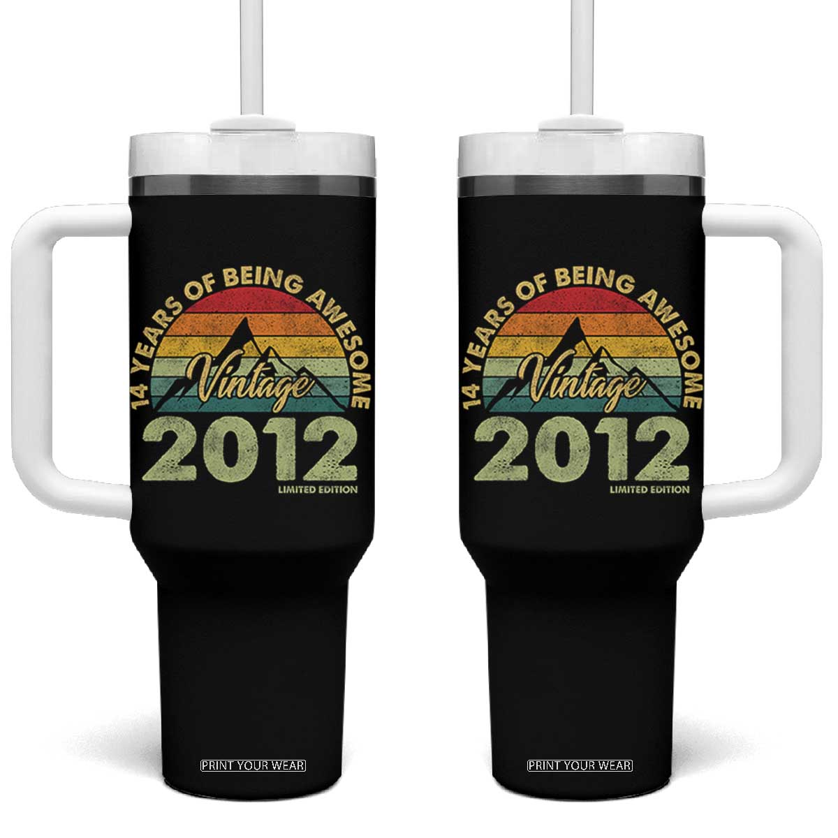 14th Birthday Tumbler With Handle Vintage 2012 Limited Edition 14 Year Old Gift