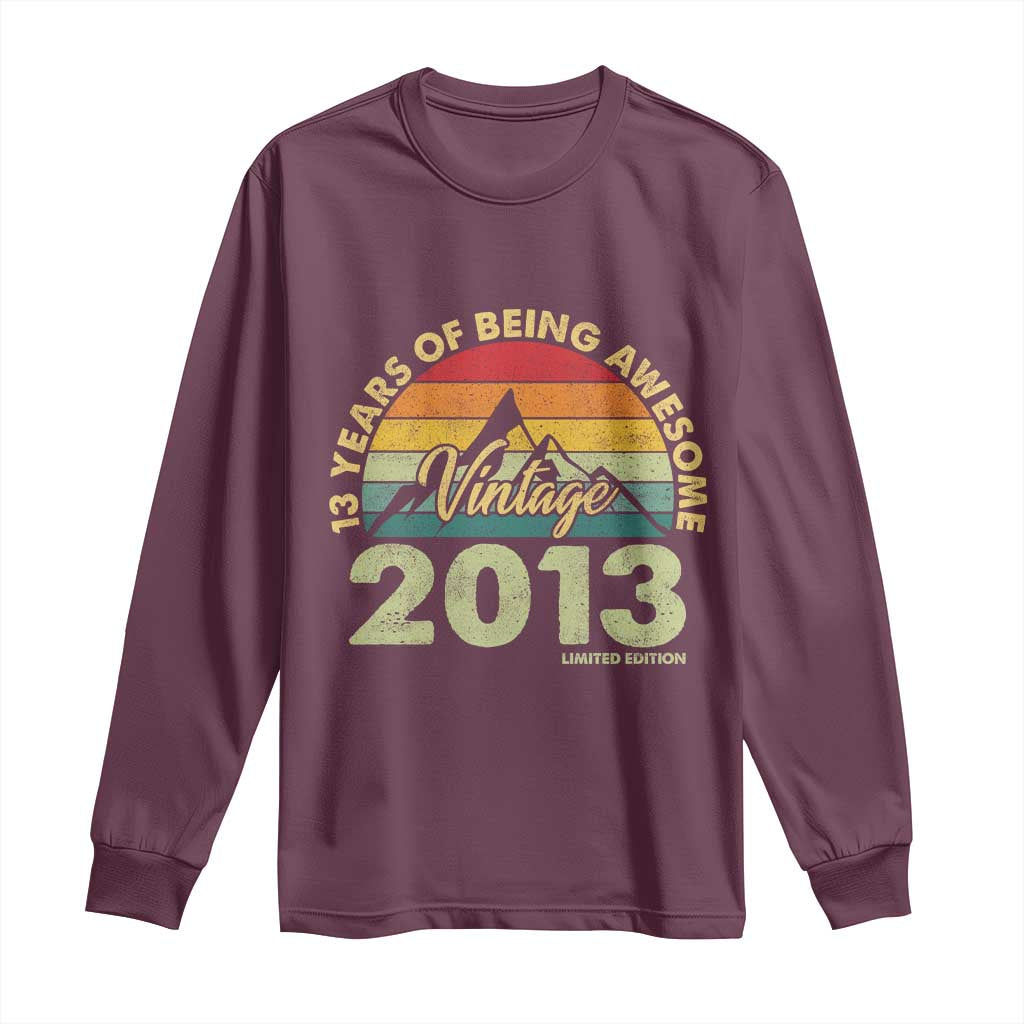 13th Birthday Long Sleeve Shirt Vintage 2013 Limited Edition 13 Year Old Gift