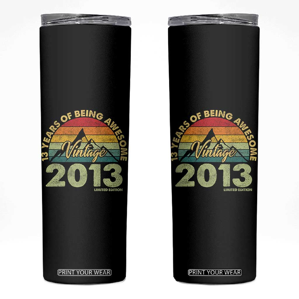 13th Birthday Skinny Tumbler Vintage 2013 Limited Edition 13 Year Old Gift