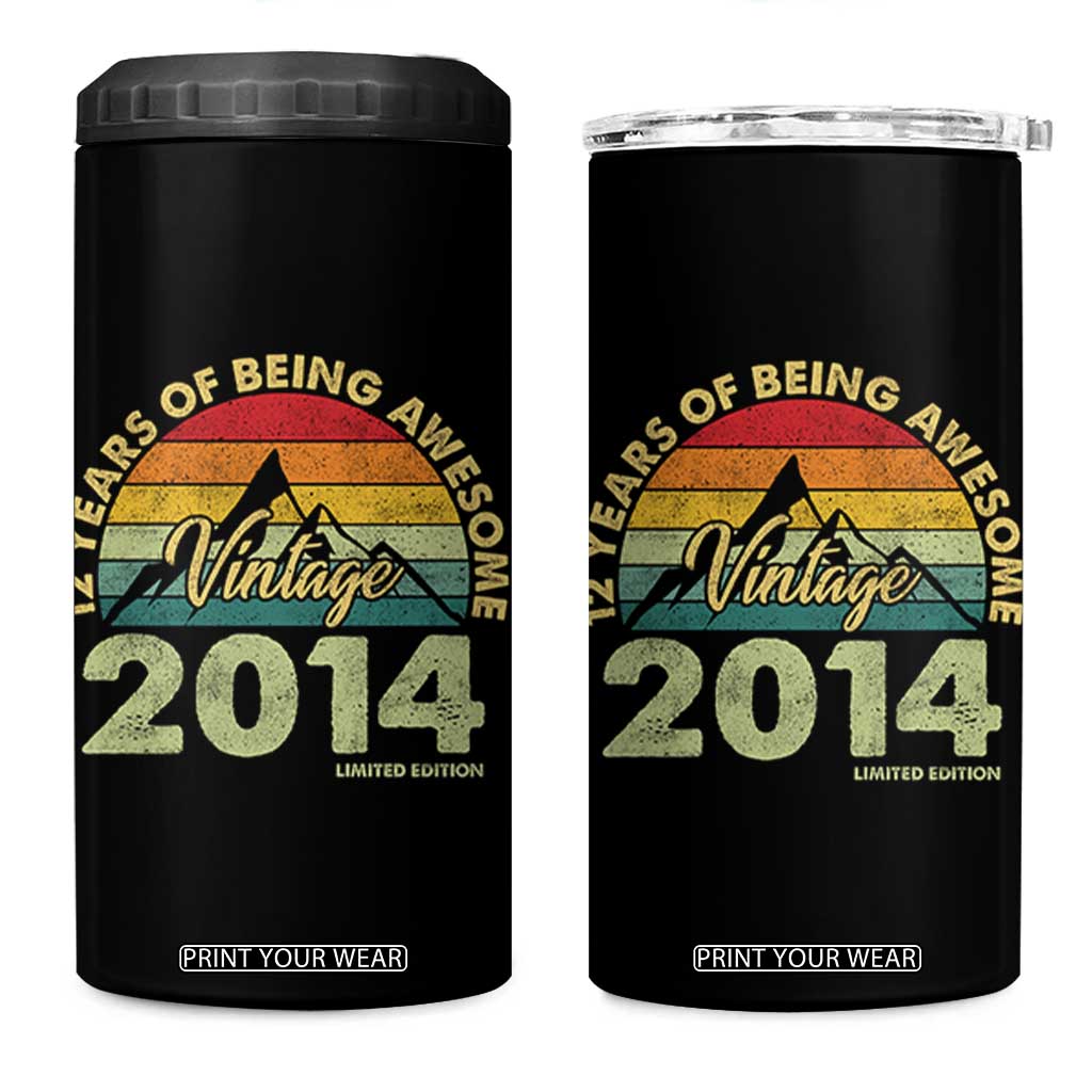 12th Birthday 4 in 1 Can Cooler Tumbler Vintage 2014 Limited Edition 12 Year Old Gift TS10 One Size: 16 oz Black Print Your Wear
