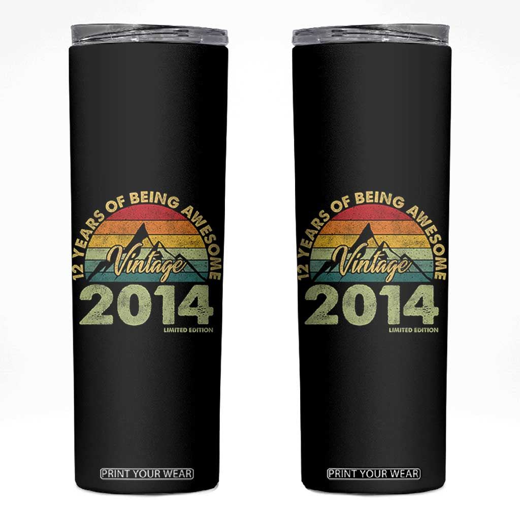 12th Birthday Skinny Tumbler Vintage 2014 Limited Edition 12 Year Old Gift