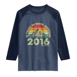 10th Birthday Raglan Shirt Vintage 2016 Limited Edition 10 Year Old Bday Gift