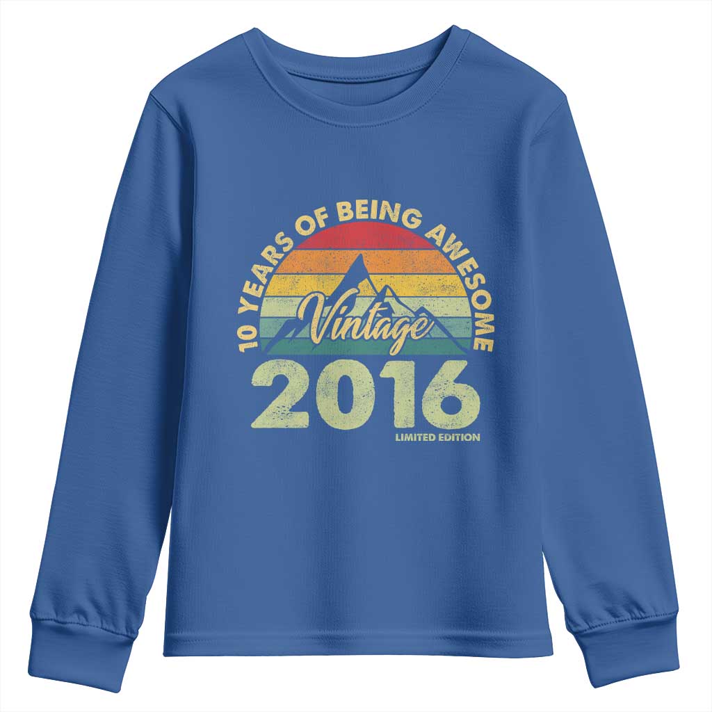 10th Birthday Youth Sweatshirt Vintage 2016 Limited Edition 10 Year Old Bday Gift