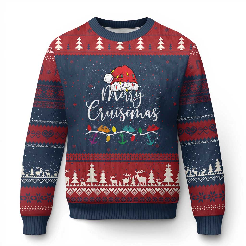 Merry Cruisemas Ugly Christmas Sweater Family Xmas Cruise Holiday Trip TS10 Navy Red Print Your Wear