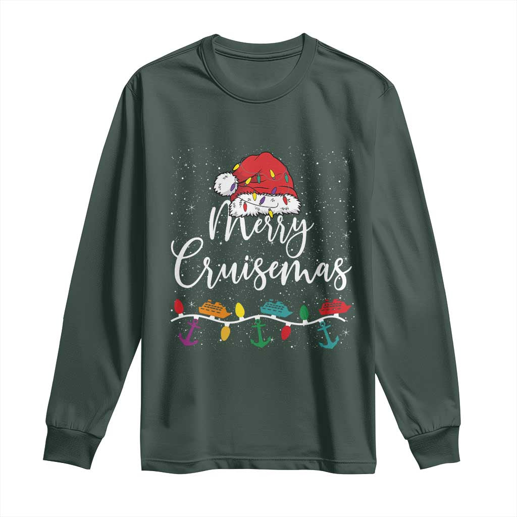 Merry Cruisemas Long Sleeve Shirt Family Christmas Cruise Holiday Trip TS10 Dark Forest Green Print Your Wear