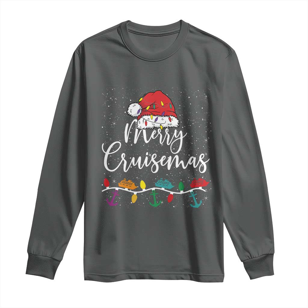 Merry Cruisemas Long Sleeve Shirt Family Christmas Cruise Holiday Trip TS10 Dark Heather Print Your Wear