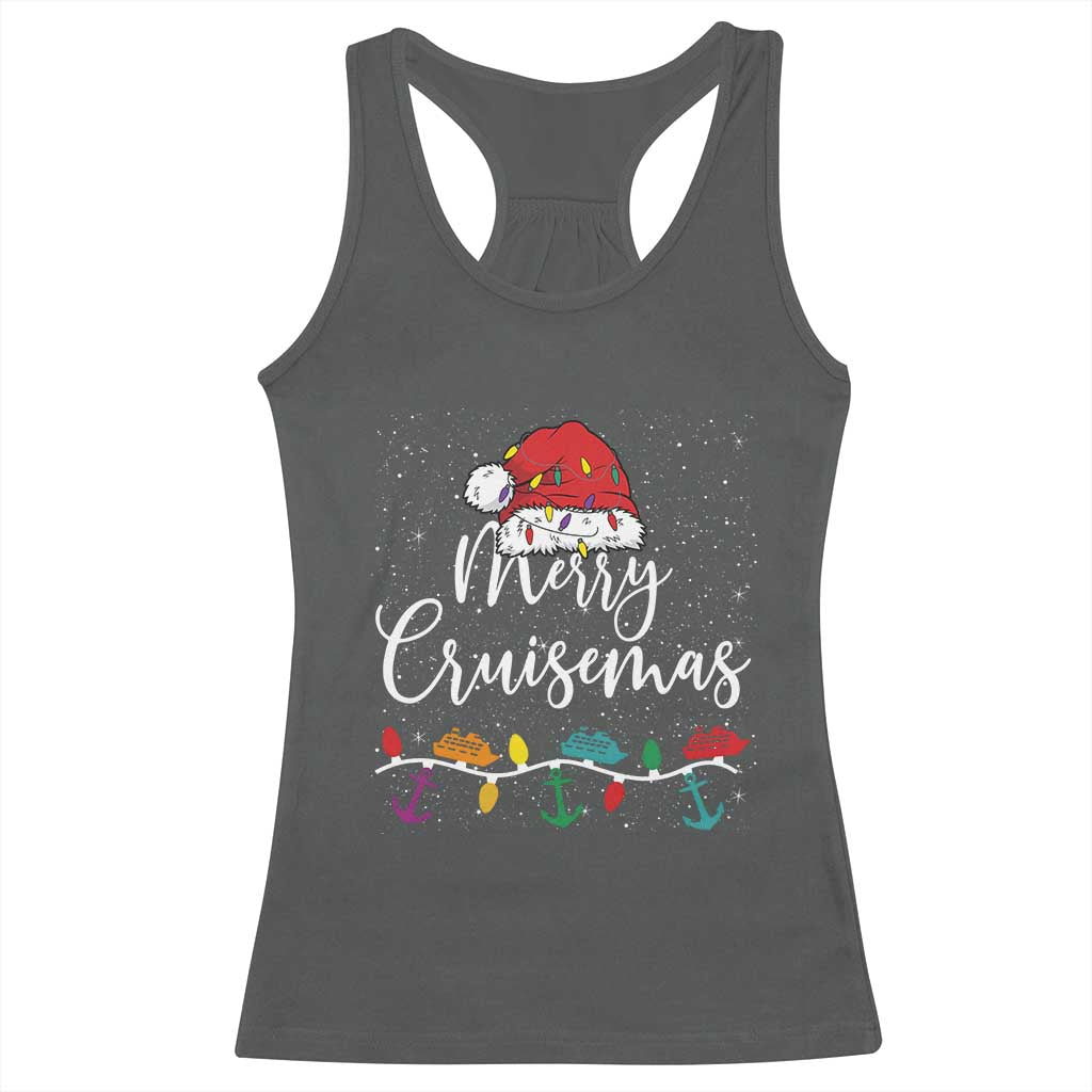 Merry Cruisemas Racerback Tank Top Family Christmas Cruise Holiday Trip TS10 Dark Heather Print Your Wear