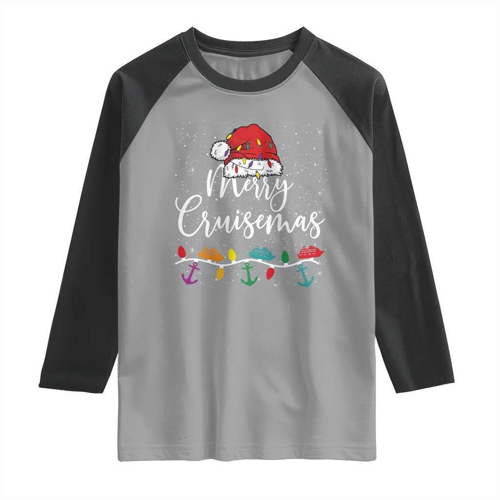 Merry Cruisemas Raglan Shirt Family Christmas Cruise Holiday Trip TS10 Sport Gray Black Print Your Wear