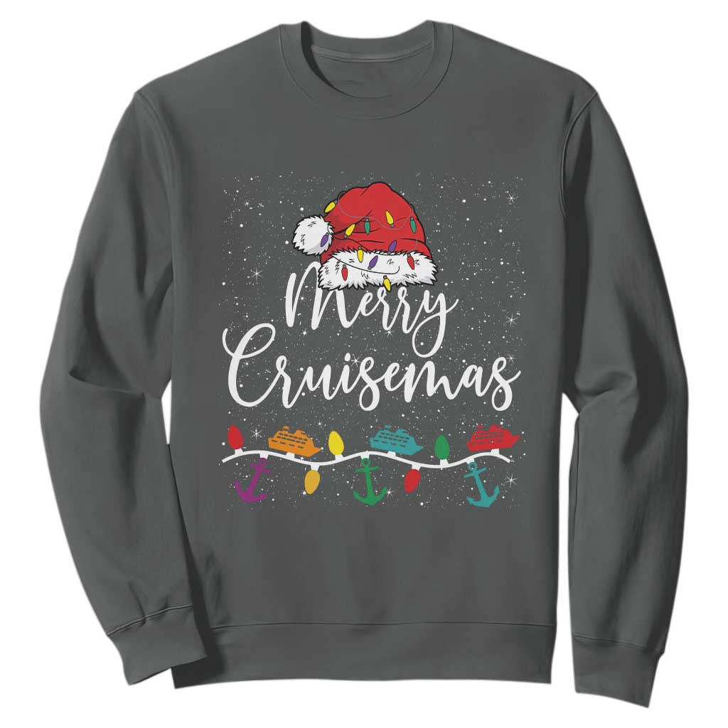 Merry Cruisemas Sweatshirt Family Christmas Cruise Holiday Trip TS10 Dark Heather Print Your Wear