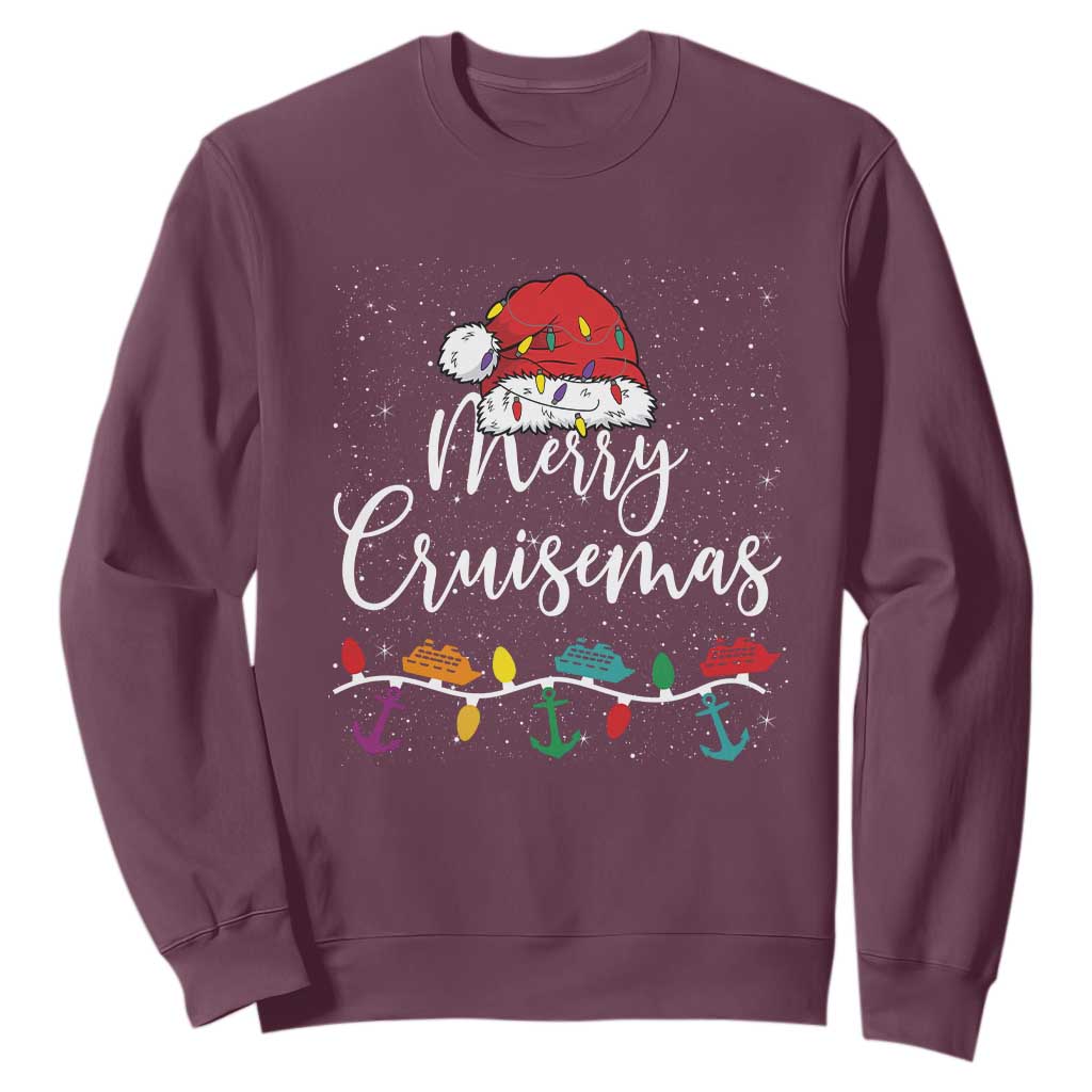 Merry Cruisemas Sweatshirt Family Christmas Cruise Holiday Trip TS10 Maroon Print Your Wear