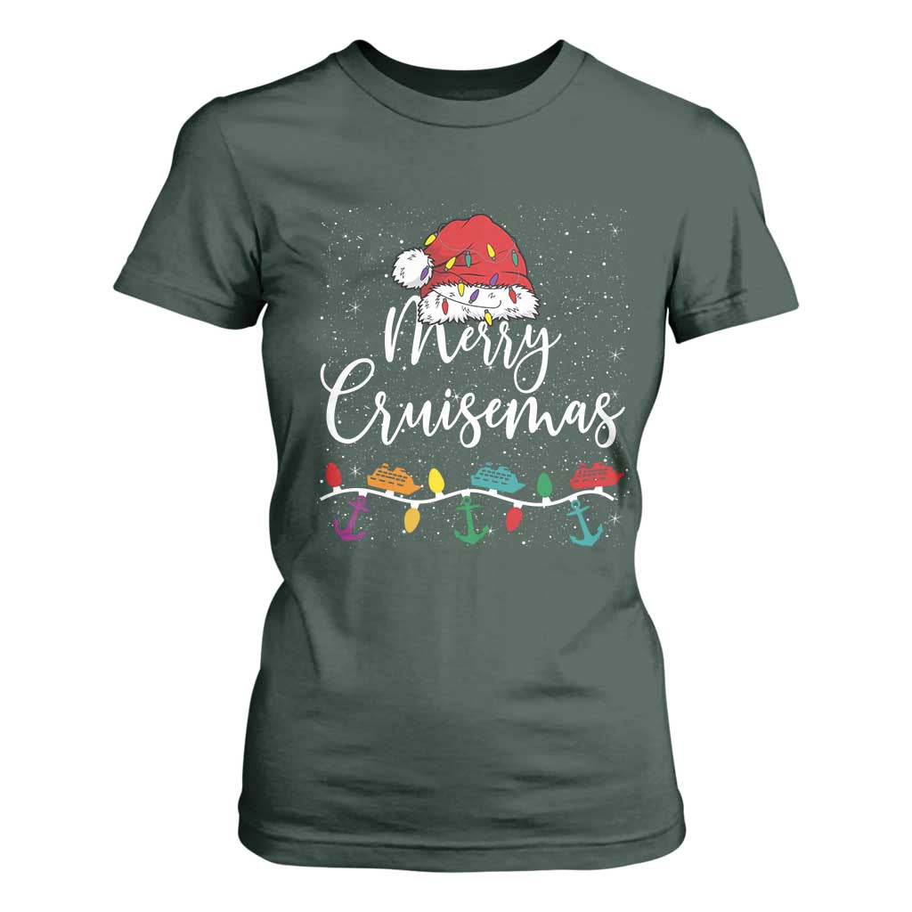 Merry Cruisemas T Shirt For Women Family Christmas Cruise Holiday Trip TS10 Dark Forest Green Print Your Wear