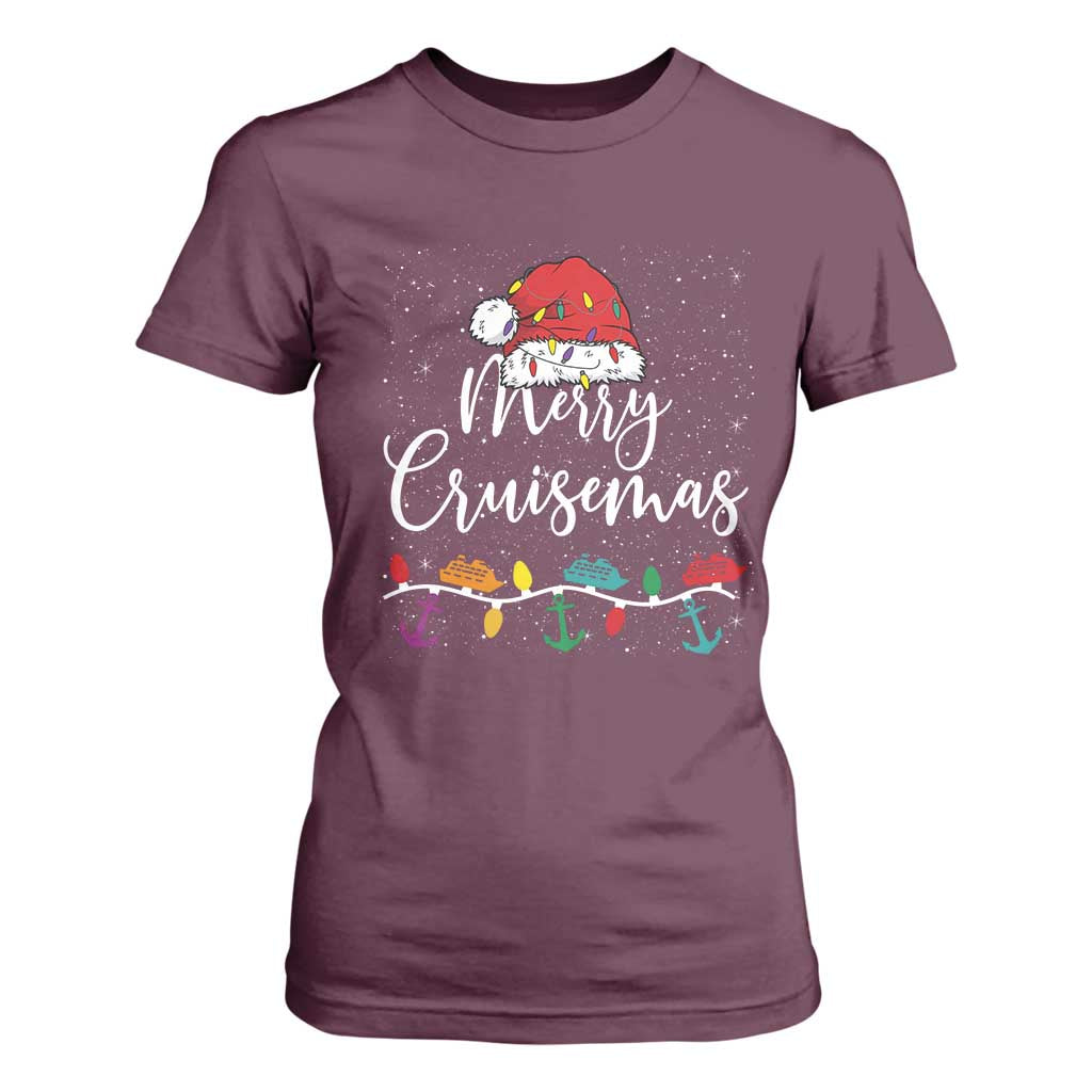 Merry Cruisemas T Shirt For Women Family Christmas Cruise Holiday Trip TS10 Maroon Print Your Wear