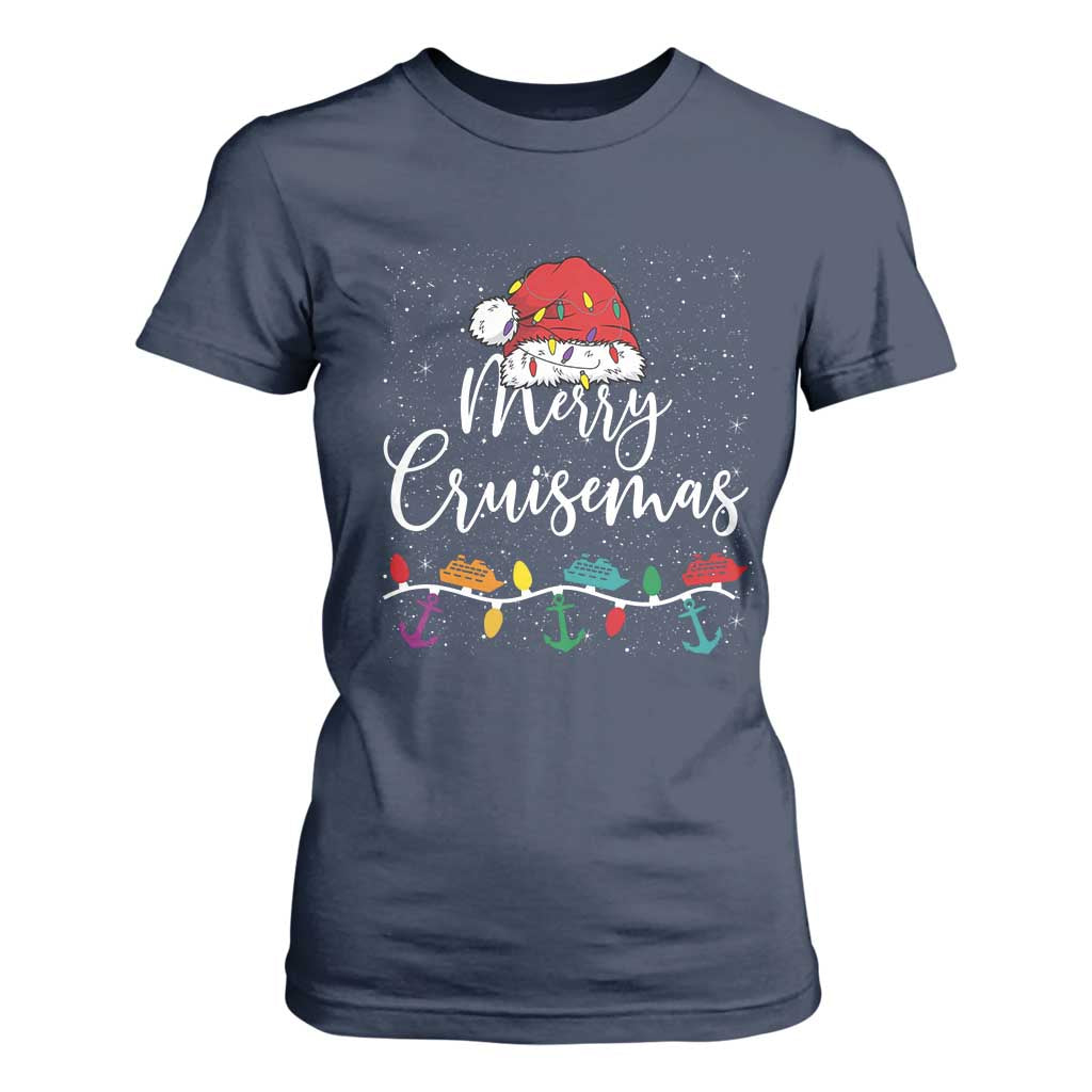Merry Cruisemas T Shirt For Women Family Christmas Cruise Holiday Trip TS10 Navy Print Your Wear
