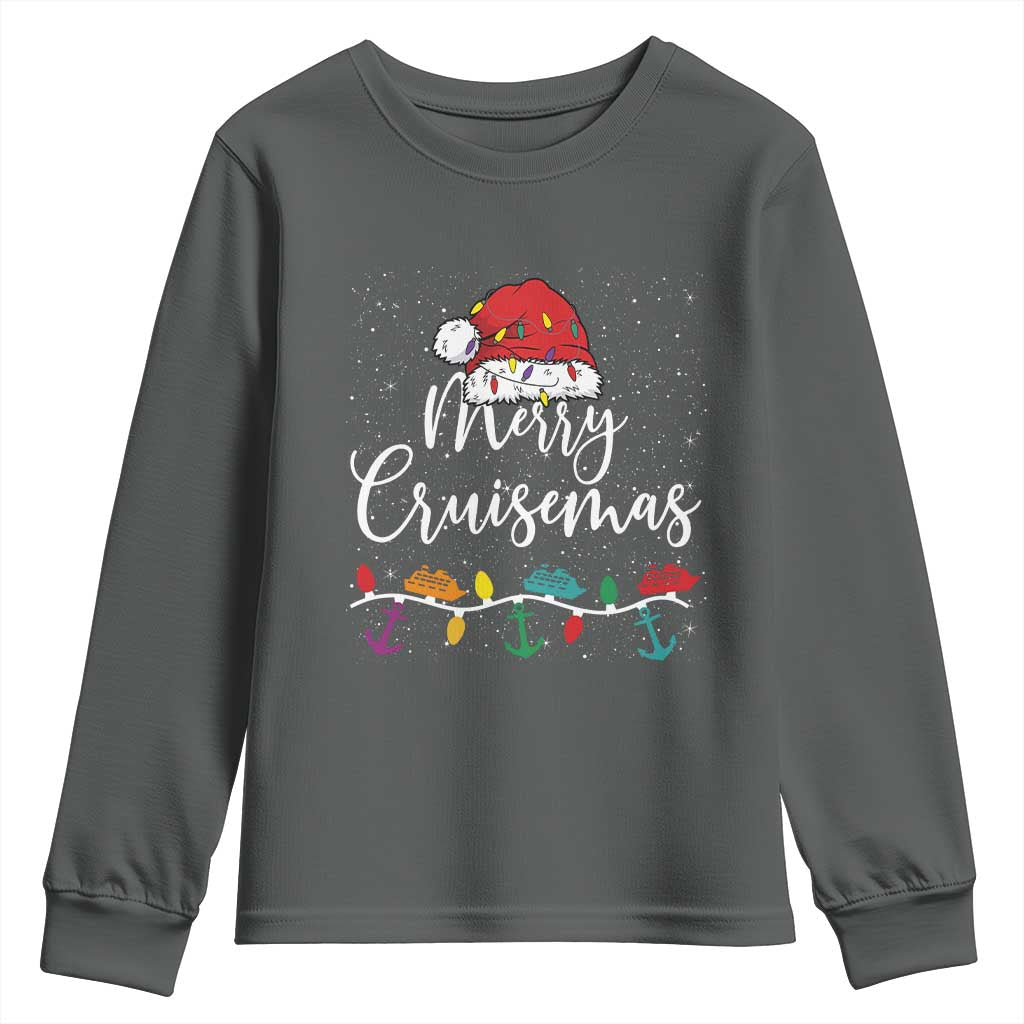 Merry Cruisemas Youth Sweatshirt Family Christmas Cruise Holiday Trip TS10 Dark Heather Print Your Wear