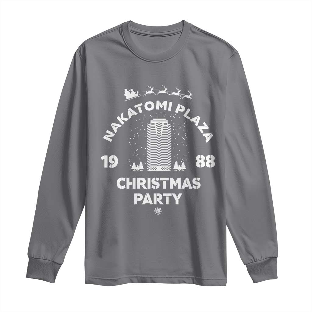 Nakatomi Plaza Christmas Party Long Sleeve Shirt Funny 80's Movie Xmas Party TS10 Charcoal Print Your Wear